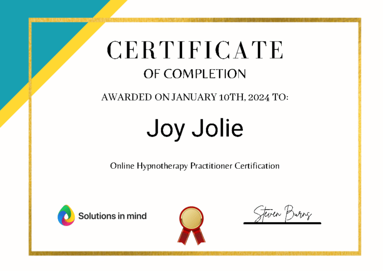 Solutions in Mind - Joy-Jolie Hypnotherapy Certificate